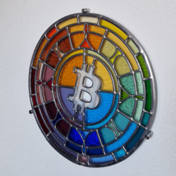 "Glas in Lood" (Stained Glass) Bitcoin Logo by Pleb Royale & Glasatelier Claire