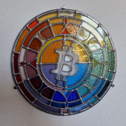 "Glas in Lood" (Stained Glass) Bitcoin Logo by Pleb Royale & Glasatelier Claire