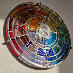 "Glas in Lood" (Stained Glass) Bitcoin Logo by Pleb Royale & Glasatelier Claire
