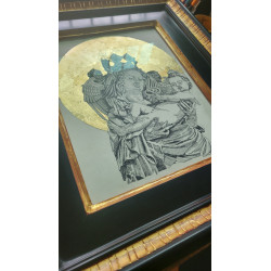 Madonna with Child Holding Bitcoin by Ariel Birdie