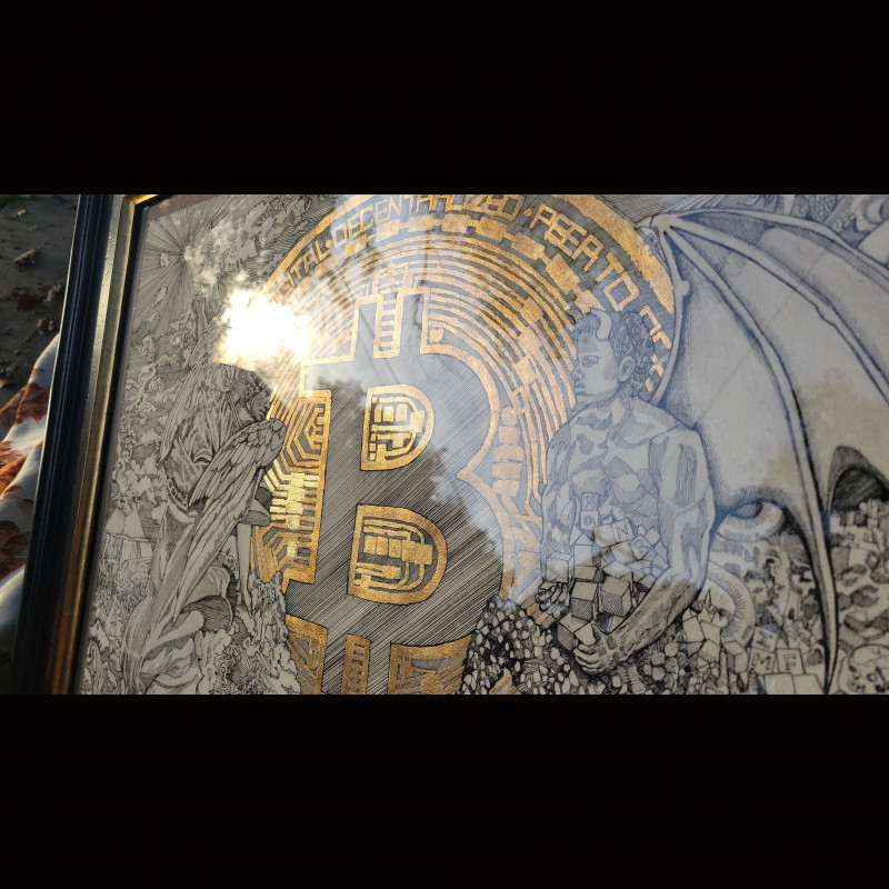 The Battle for Bitcoin & Soul of Humanity - FRAMED ORIGINAL - Ariel Birdie