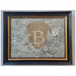 The Battle for Bitcoin & Soul of Humanity - FRAMED ORIGINAL - Ariel Birdie