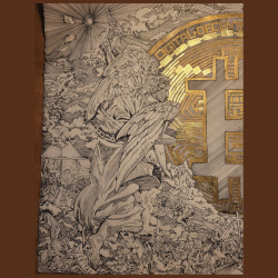 The Battle for Bitcoin & Soul of Humanity - FRAMED ORIGINAL - Ariel Birdie