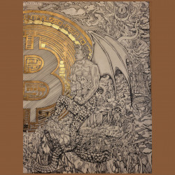 The Battle for Bitcoin & Soul of Humanity - FRAMED ORIGINAL - Ariel Birdie