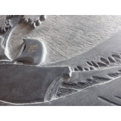 "The Great Wave Off Nakamoto" - Hand Carved Relief - Brekkie von Bitcoin