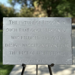 "Set In Stone" - Hand Carved Inscription - Brekkie von Bitcoin