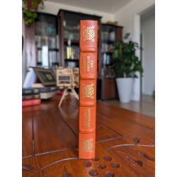 Leather-bound edition of The Bitcoin Standard in orange goat by Leathermint