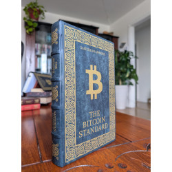 The Bitcoin Standard Leather-bound edition in blue by Leathermint