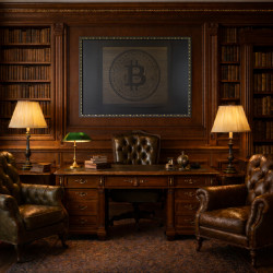 A Handwritten Bitcoin Portrait - Black & Gold by Schatoshi (0711_btc)
