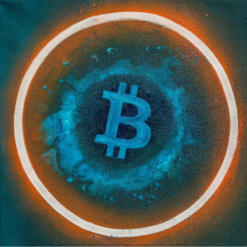 Bitcoin Logo in Blue By Lady Block Jane