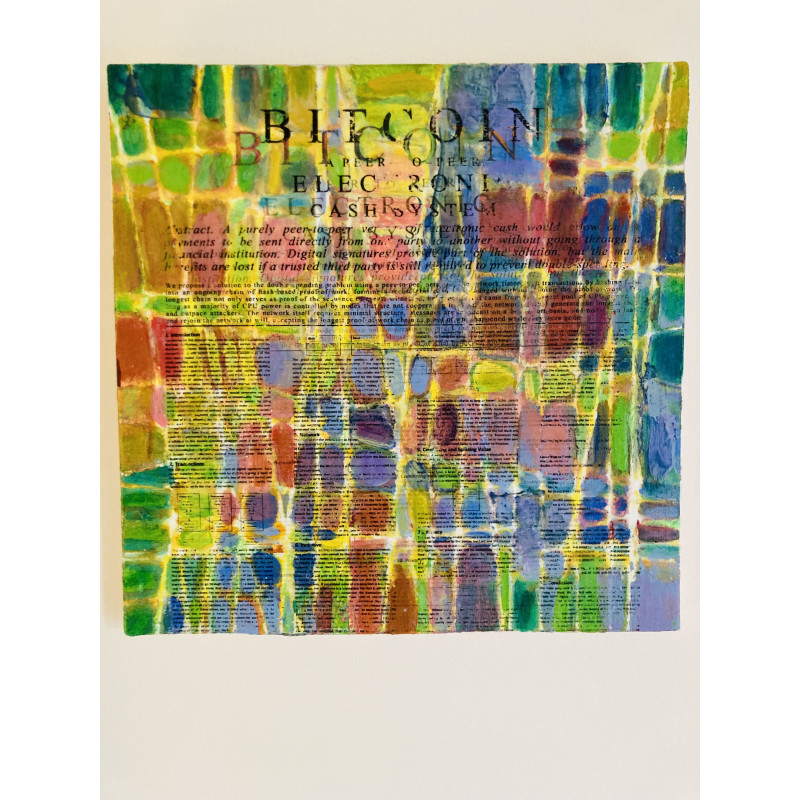 Satoshi White Paper Collage No. 14, Block Height 725056 By CA Danner