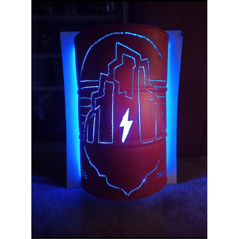 Bitcoin Atlantis Logo Barrel Lamp By RandomGuy