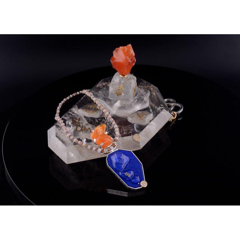Melting Ice Cube Gem Sculpture and Necklace Jewel by Gareth Eckley